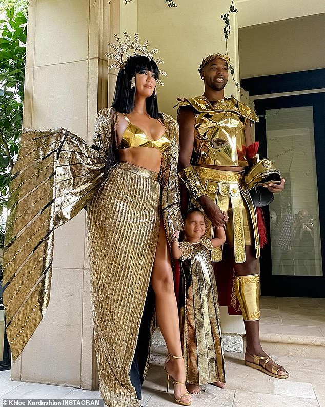 Khloe Kardashian and Tristan Thompson dress as Egyptian ruler Cleopatra and Roman General Mark Antony for Halloween (photos)