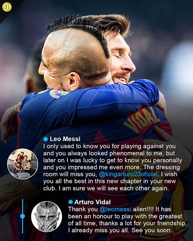 Vidal responds to Messi's message