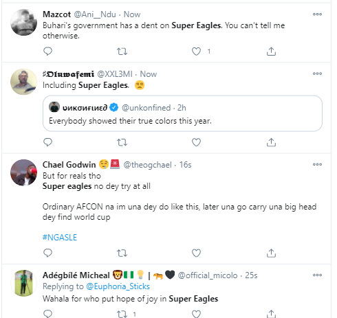 Nigerians react after Super Eagles threw away four-goal lead to draw 4-4 with Sierra Leone in AFCON qualifying match?