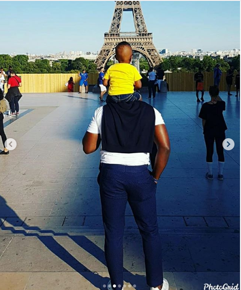 Actor, Jim Ijke visits the Eiffel Tower with his young son Harvis?(photos)