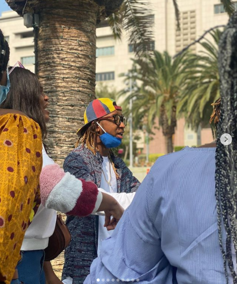  Rapper, Yung6ix leads #EndSARS protest in Los Angeles, US (photos)