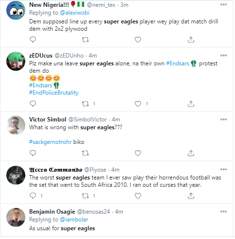 Nigerians react after Super Eagles threw away four-goal lead to draw 4-4 with Sierra Leone in AFCON qualifying match?