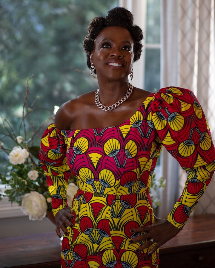 Actress Viola Davis makes a statement in stunning African print dress at 2021 Golden Globes (Photos)