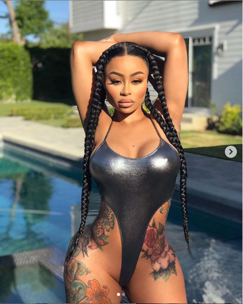 Chyna Black Pussy - Blac Chyna flaunts her curves as she poses in a very daring high-rise  silver swimsuit (