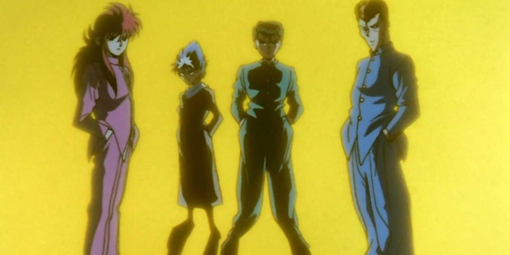 The main characters of Yu Yu Hakusho against a yellow background