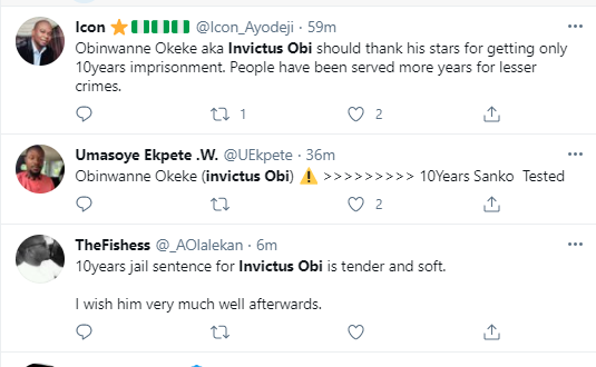The painful thing is that he was giving motivational speeches to people struggling to make it legally - Nigerians react as Invictus Obi gets 10-year jail term for fraud in U.S.
