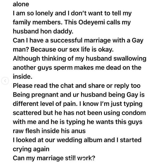 Pregnant wife shares shocking chat conversation between her husband and his gay lover who sent him his d!ck pic