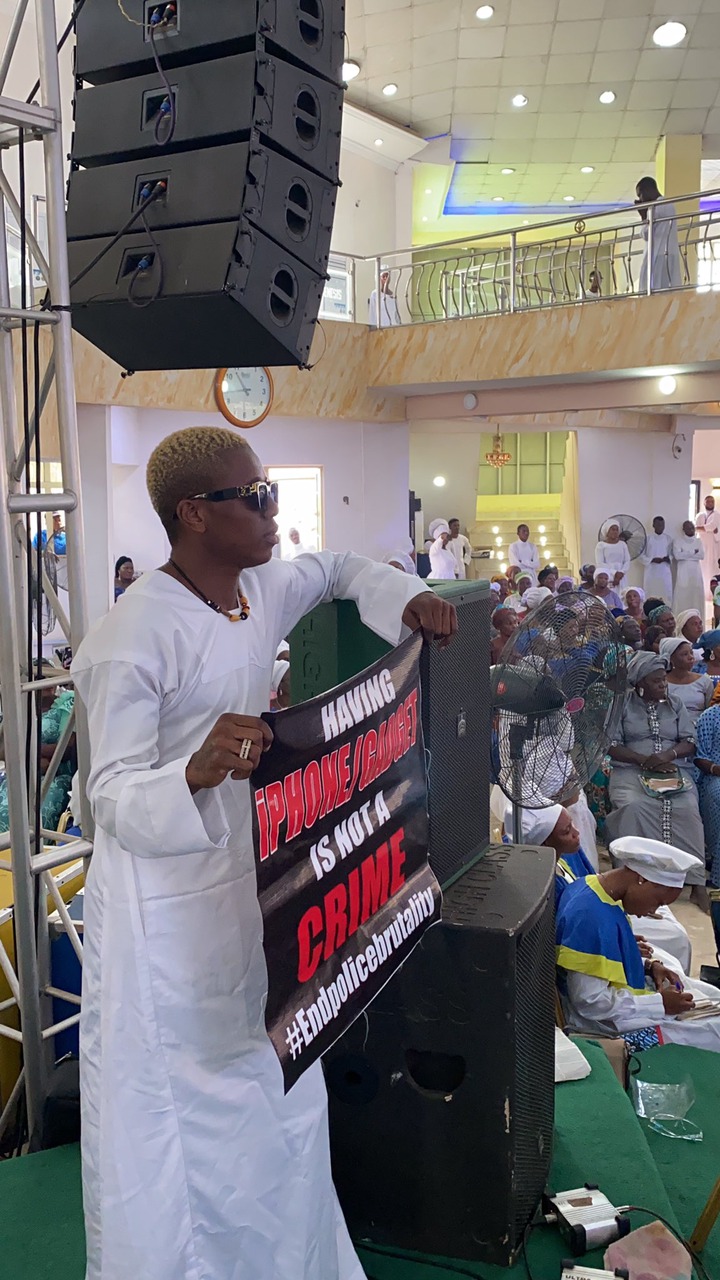 Singer, Small Doctor takes #EndSARS protest to his white garment church in Lagos (photos)