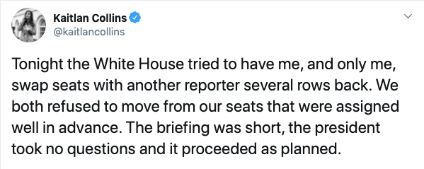 Kaitlan Collins, CNN's White House Correspondent refused to move