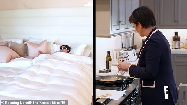 Serving up: Kylie rang her bell while Kris cooked