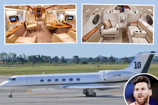 Inside Lionel Messi's luxury £12million private jet with family names on  steps, No 10 on tail, kitchen & two bathrooms – The Sun | The Sun
