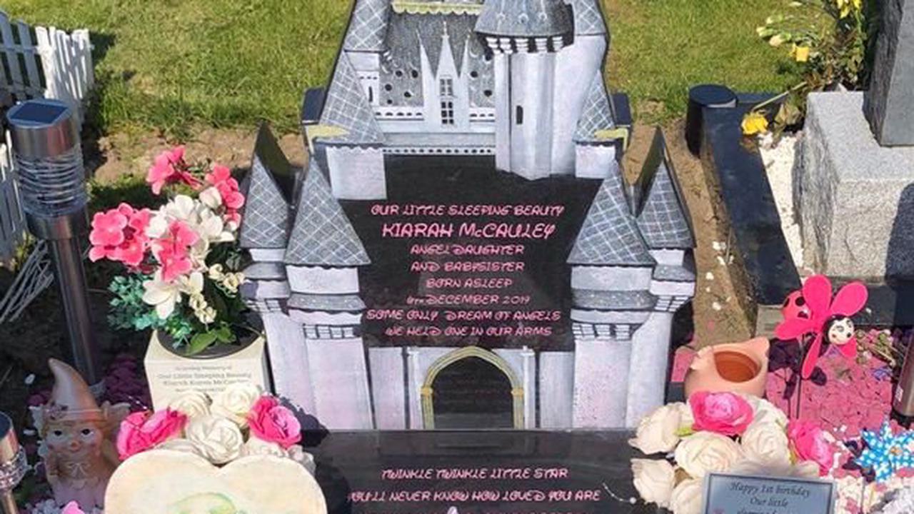 Baby's princess headstone left looking like haunted castle after paint blunder