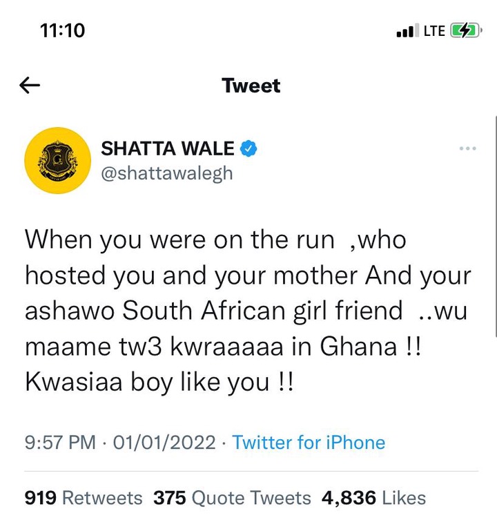  My mother doesn?t control my career, I run my own shit - Shatta Wale replies Burna Boy.