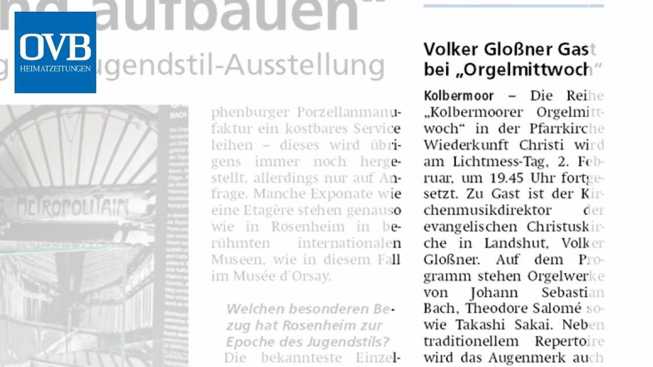 Volker Gloßner Gast bei „Orgelmittwoch“
