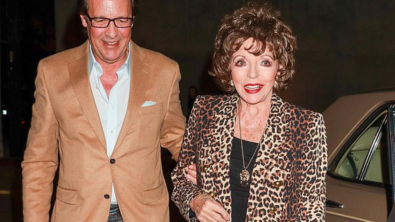 Joan Collins, 88, is ever the stylish actress as she sports a leopard print blazer with husband Percy Gibson for dinner at Craig's in West Hollywood