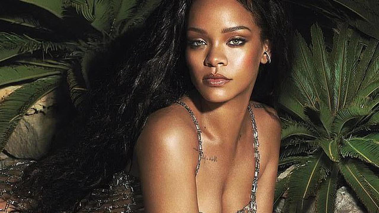 Rihanna shines bright in diamond-laced slip dress as she shows off her physique teasing latest lingerie line