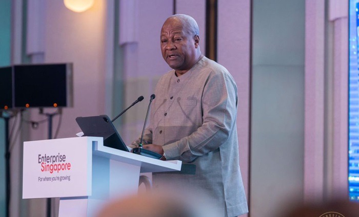 President John Mahama addressing their Singaporean business community