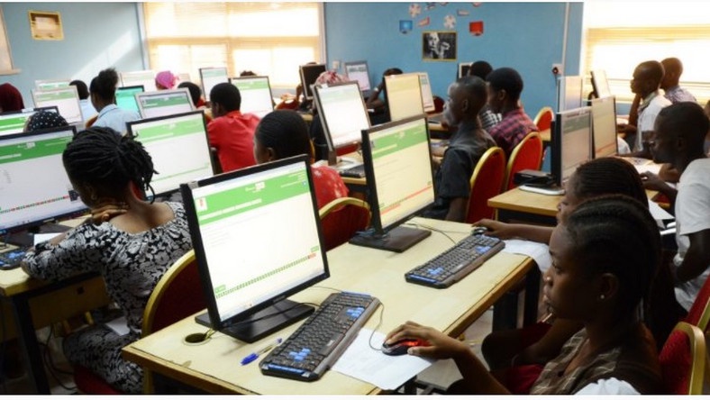 UTME Candidates writing exams at CBT centres (Punch)