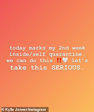 'Today marks my 2nd week': The Calabasas socialite said her pregnancy prepared her for the global pandemic since she 'didn't leave the house for months'