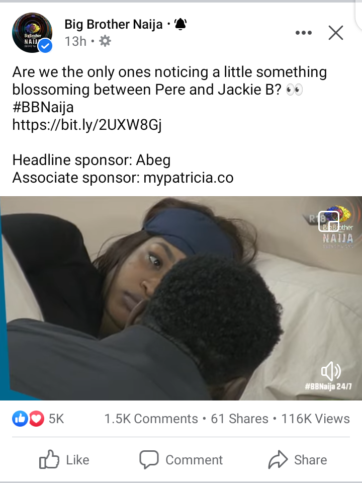 Bbnaija 2021 Reactions As Pere And Jackie B Were Sighted Whispering To Each Other S Ear On Bed Hot News In Naija