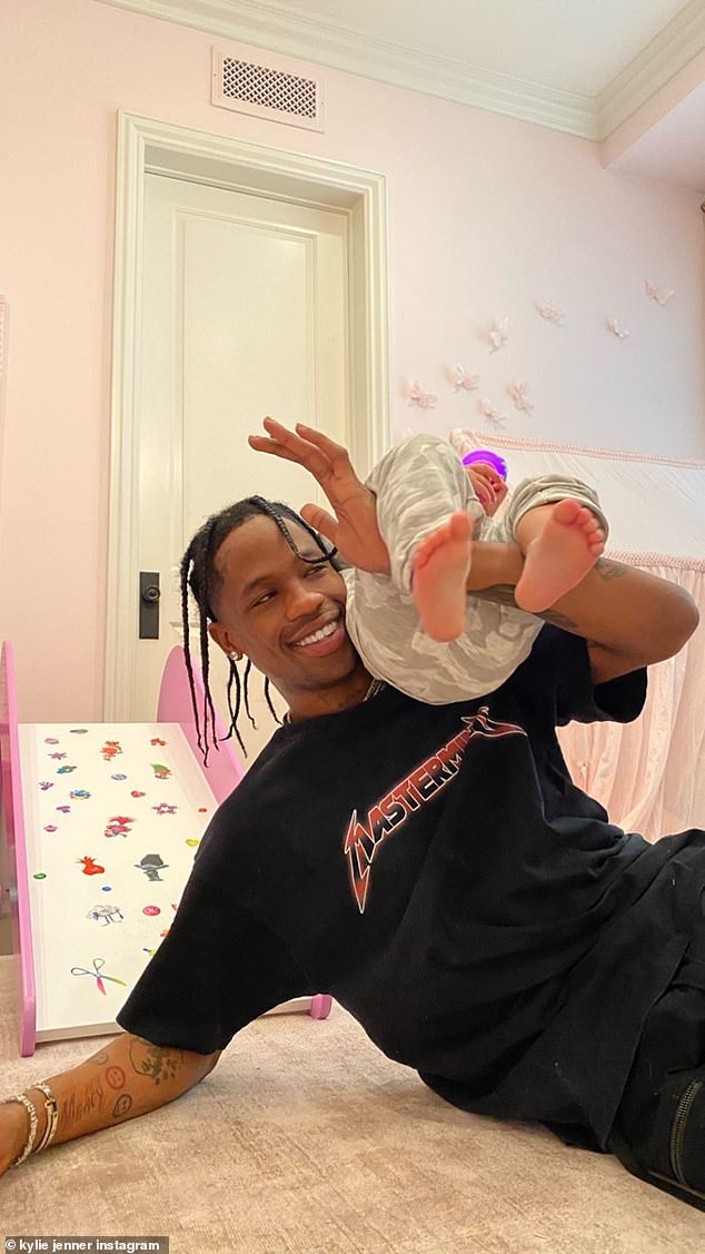 Loved up: Kylie heaped praise on Travis in an Instagram post on Thursday