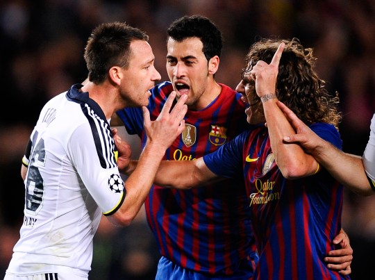 John Terry argues with Barcelona players 