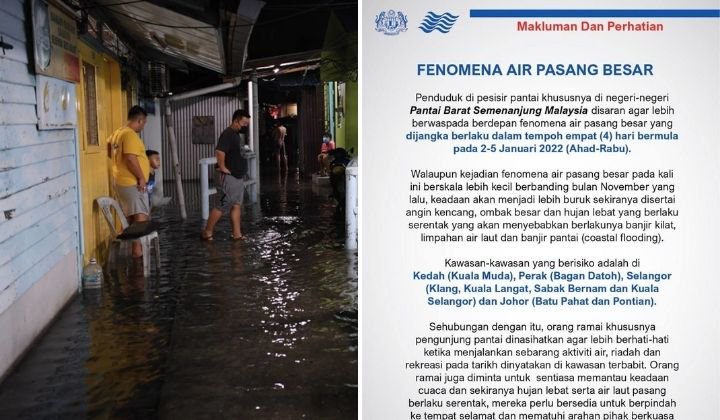 MKN: Watch For High Tides In Selangor, Perak, Johor And Kedah From 