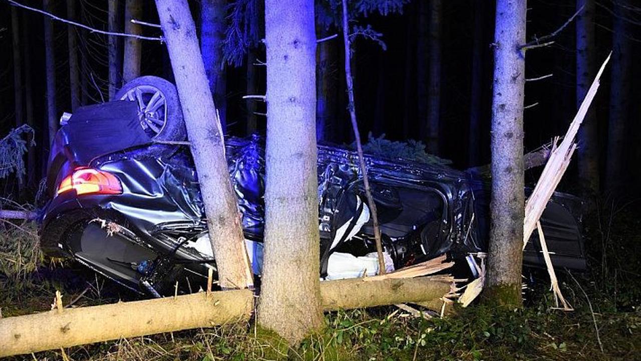 Mann fällt mit Auto mehrere Bäume: Totalschaden, aber nur leicht verletzt