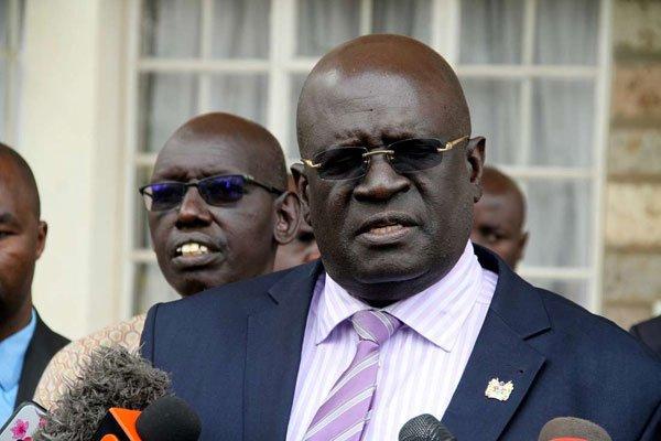Education Cabinet Secretary George Magoha at St George's Secondary School in Nairobi on November 8, 2019