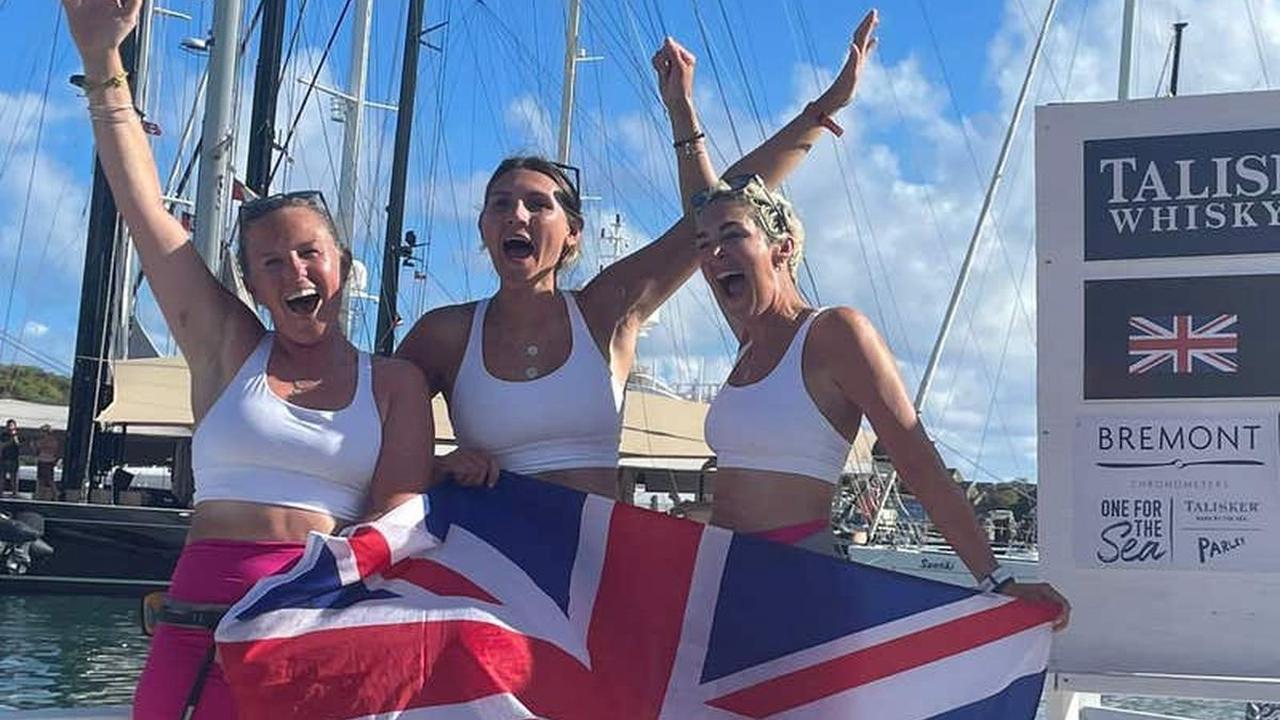 British rower with incurable cancer sets new world record for Atlantic crossing