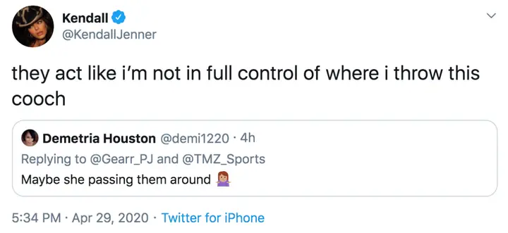 Kendall Jenner Tweet Clap Back