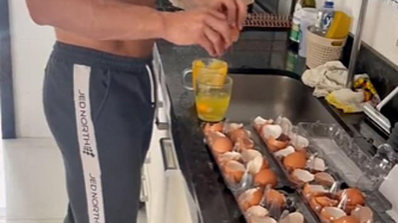 Talk about an EGGS-treme diet! Ripped fitness influencer baffles the internet after claiming he eats 100 EGGS EVERY DAY to maintain his muscles - insisting it's the only food that doesn't leave him 'feeling bad'