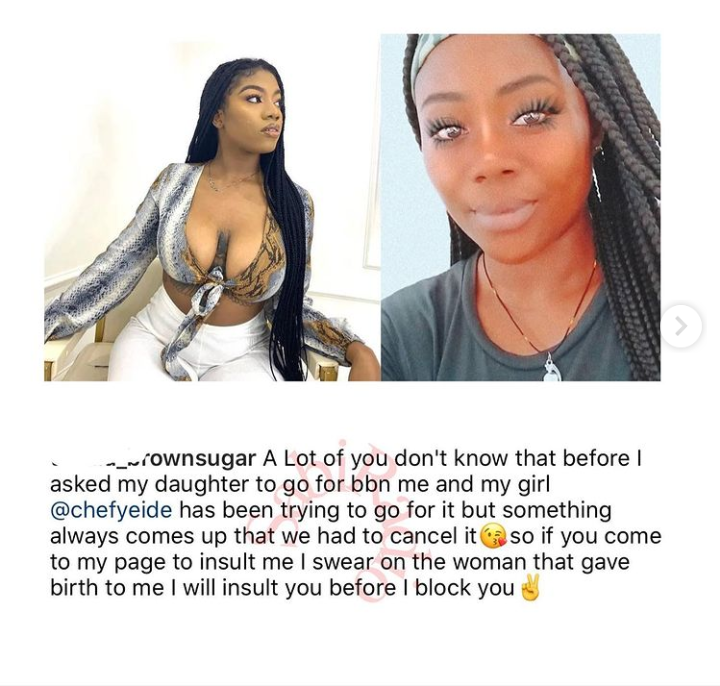 BBNaija: Angel’s mum replies those shading her daughter