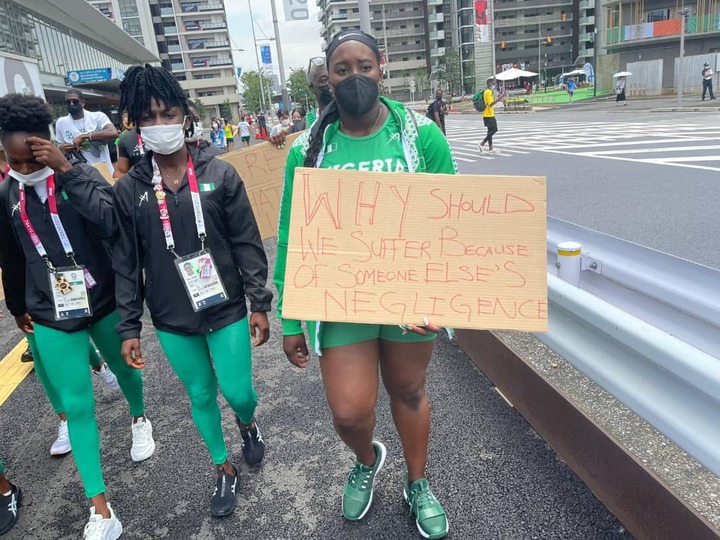 Tokyo 2020 Olympics: Disqualified Nigerian Athletes storm the streets of Japan to protest? (photos)