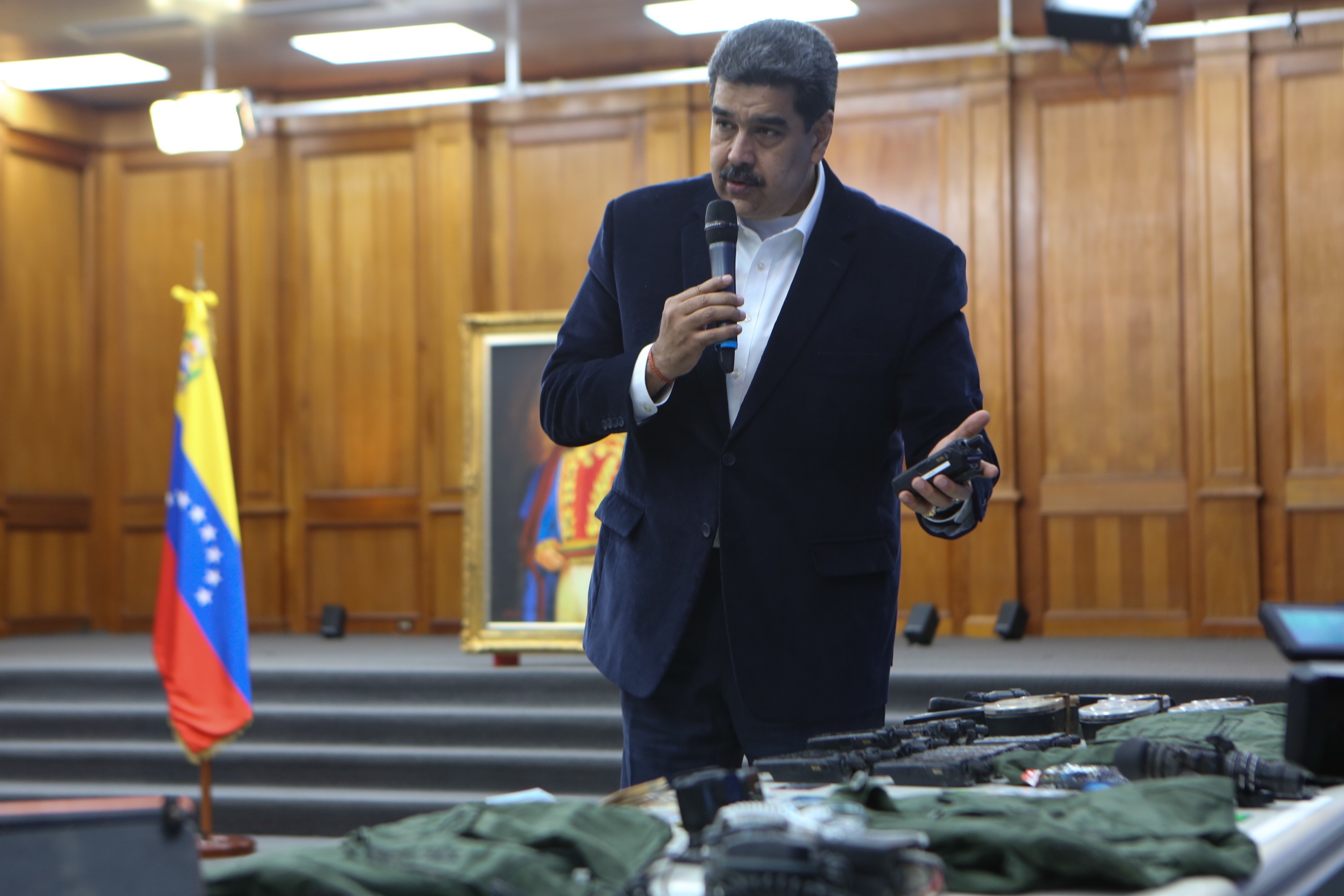  Maduro displayed seized armament and passports on state TV on Monday