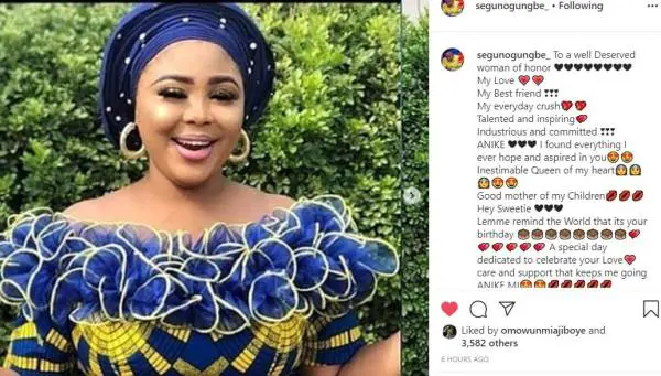 Segun Ogungbe Celebrates His Second Wife, Omawumi On Her Birthday