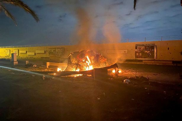 Burning debris was seen near Baghdad International Airport following a separate rocket attack on January 3