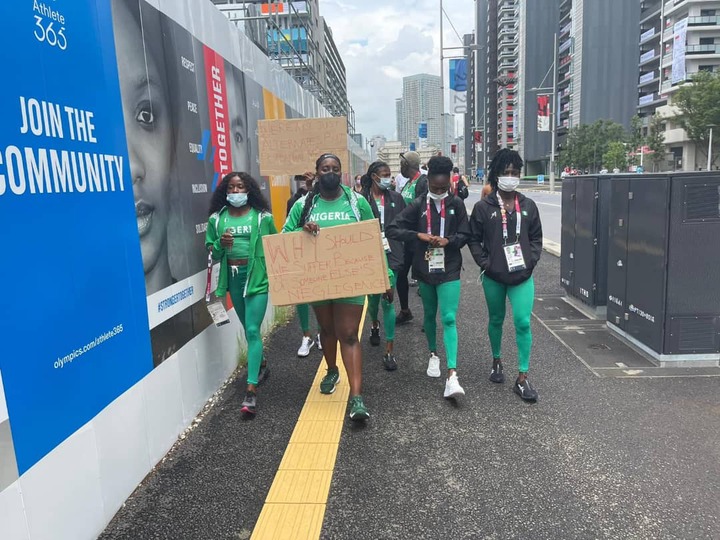 Tokyo 2020 Olympics: Disqualified Nigerian Athletes storm the streets of Japan to protest? (photos)