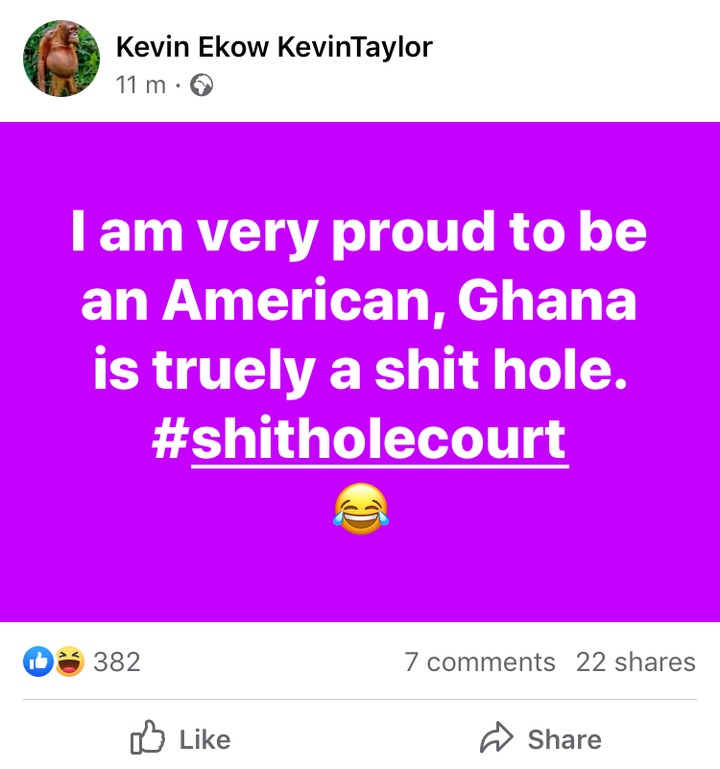 30ced73d3c214dd0a137608028c2af04?quality=uhq&resize=720 - “I An Very Proud To Be An American, Ghana Is Truly A Shit Hole” - Kevin Taylar
