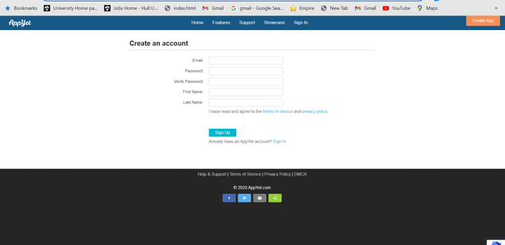 Appyet signup for Android App without coding.