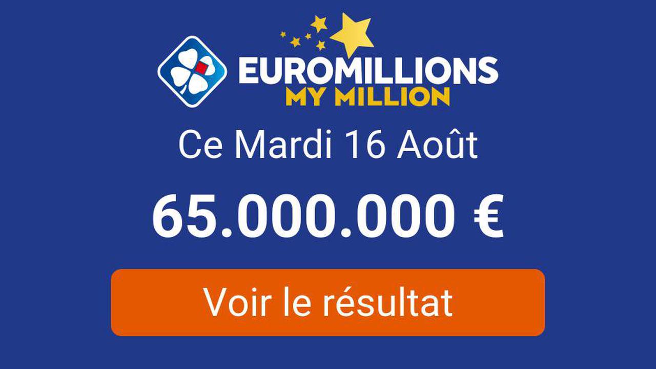 Résultat euromillions du mardi 16 août 2022 - 65 millions d'euros en jeu