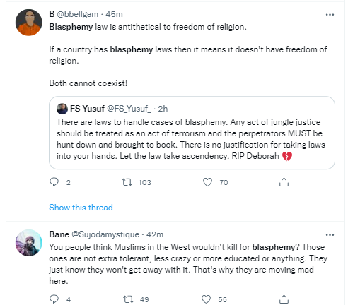  Nigerians react to the lynching of Shehu Shagari College of Education female student in Sokoto over alleged blasphemy