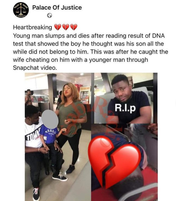 Young man slumps & dies after DNA test showed he's not the father of the boy he thought was his son