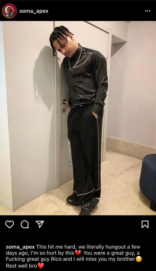 Celebrities mourn?reality star Rico Swavey following his death after car accident 