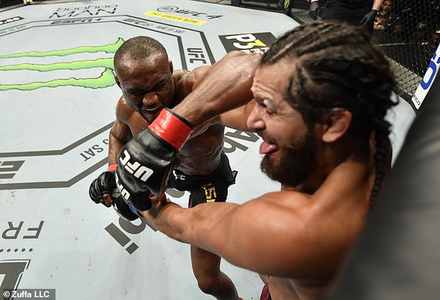 Nigerian UFC star, Kamaru Usman retains his Welterweight title by unanimous win after beating Jorge Masvidal (Photos)