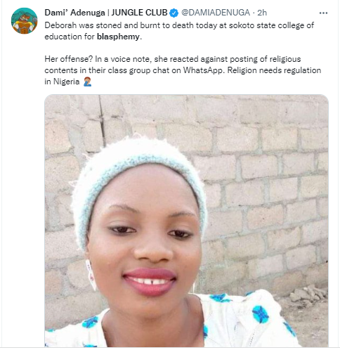  Nigerians react to the lynching of Shehu Shagari College of Education female student in Sokoto over alleged blasphemy