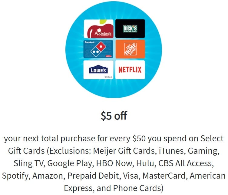 Meijer Earn 5 Reward When Buying 50 Gift Cards For Most Brands Limit 10 Ends 10 24 20 Opera News