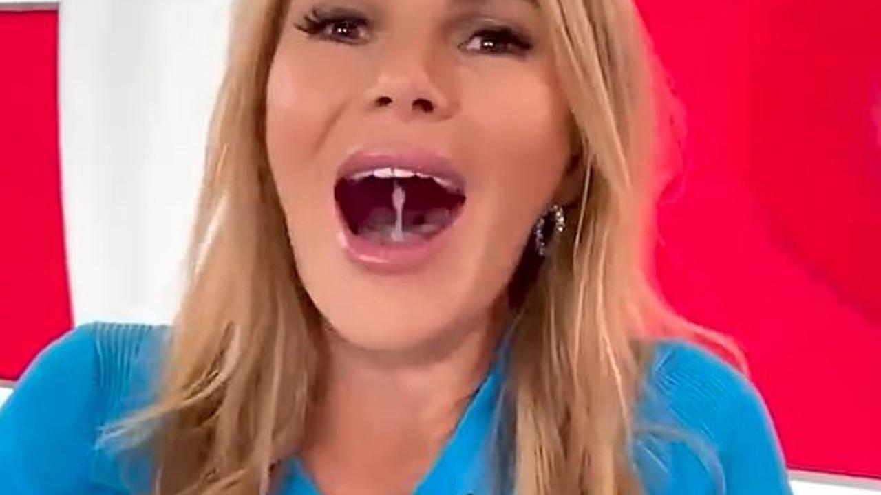 Amanda Holden lets out a huge burp as she spits Sprite across the studio while attempting viral TikTok challenge on Heart FM