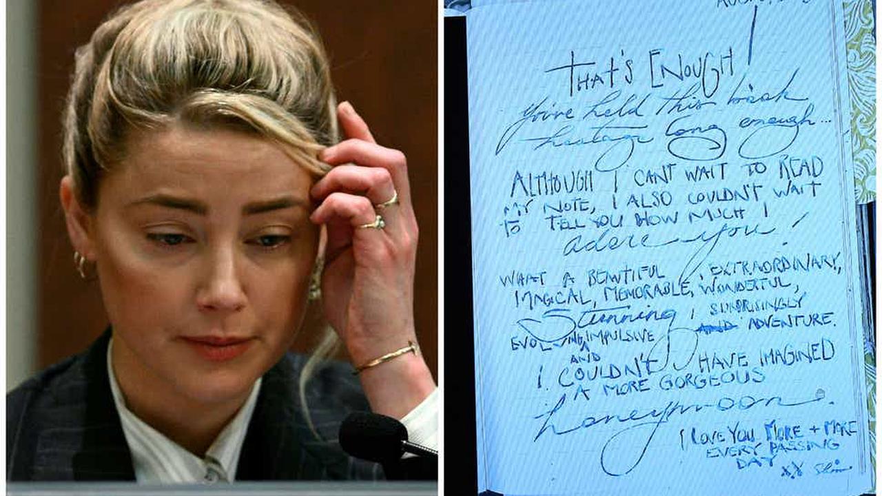 Amber Heard’s love notes for Johnny Depp revealed during defamation trial