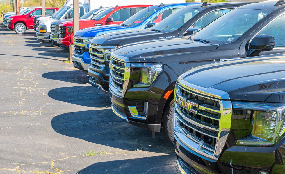 trucks lined up at a dealership for sale in pennsylvania